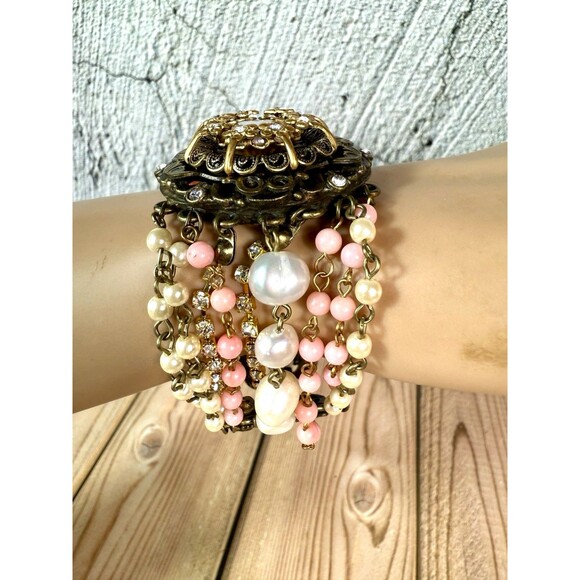 Sweet Romance USA Faux Mabe Victorian Revival 9-Strand Bracelet & Ring Set - Picture 3 of 16